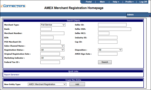 AMEX Merchant Registration Homepage