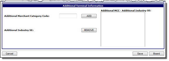 Additional Terminal Information panel